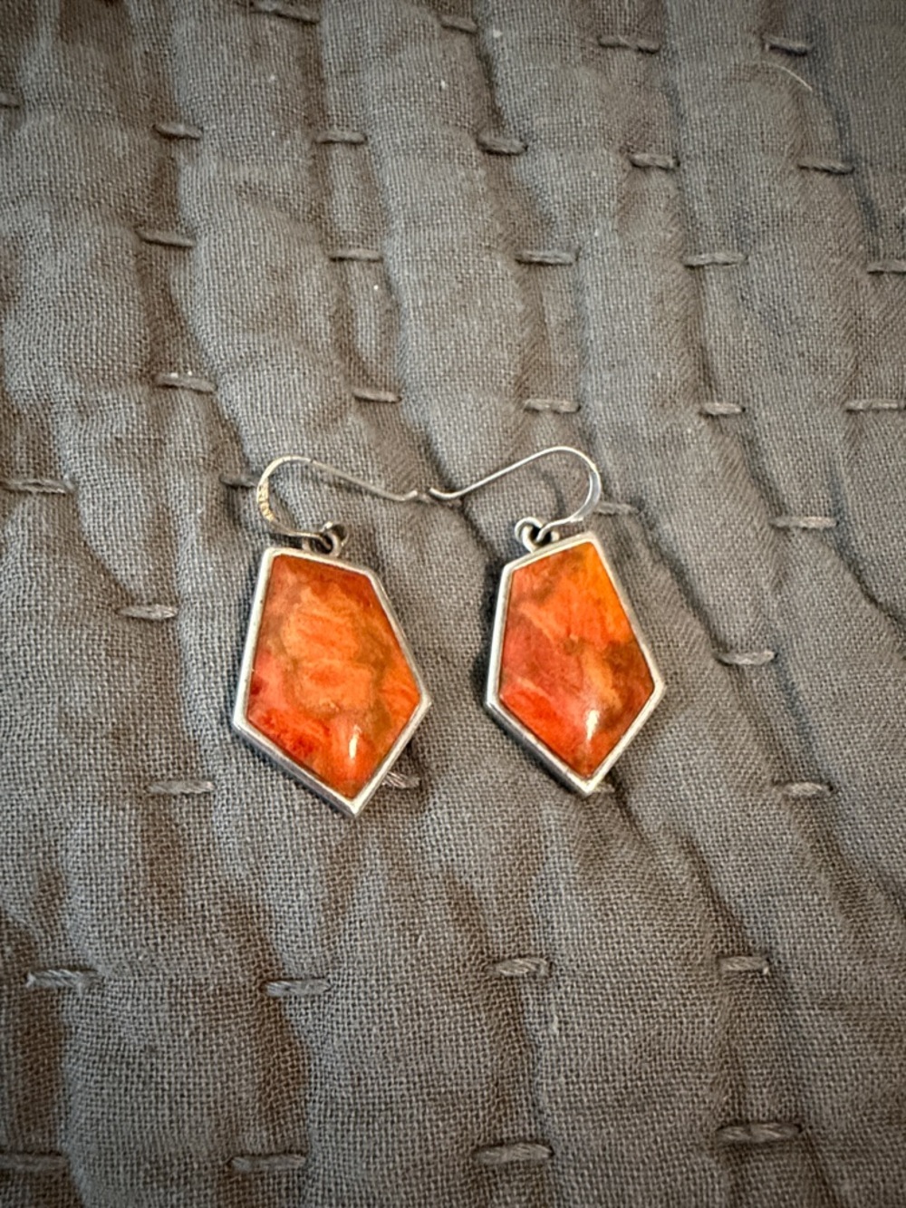 Studio Barse Orange Geometric Drop Earrings
